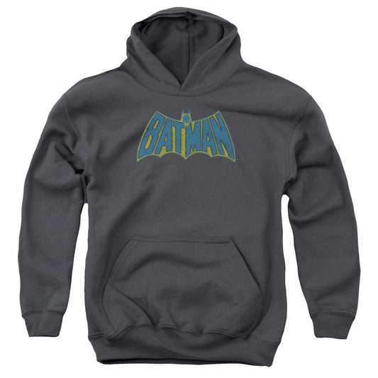 Batman Sketch Logo Kids Youth Hoodie Charcoal Officially Licensed
