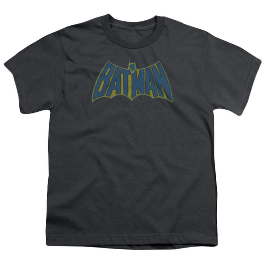 Batman Sketch Logo Kids Youth T Shirt Charcoal Officially Licensed