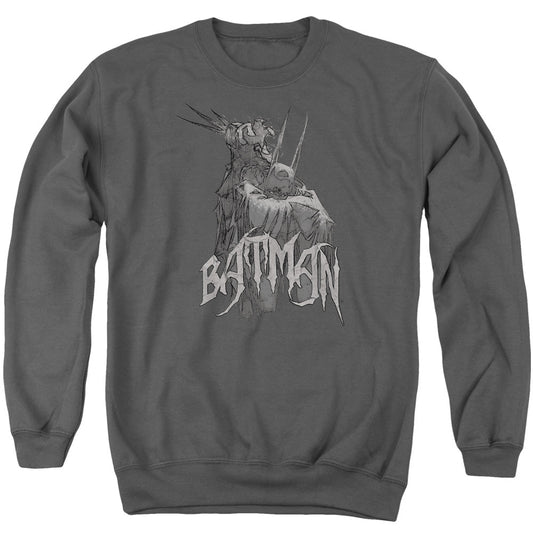 Batman Scary Right Hand Mens Crewneck Sweatshirt Charcoal