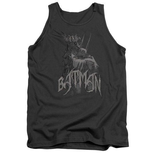 Batman Scary Right Hand Mens Tank Top Shirt Charcoal Officially Licensed