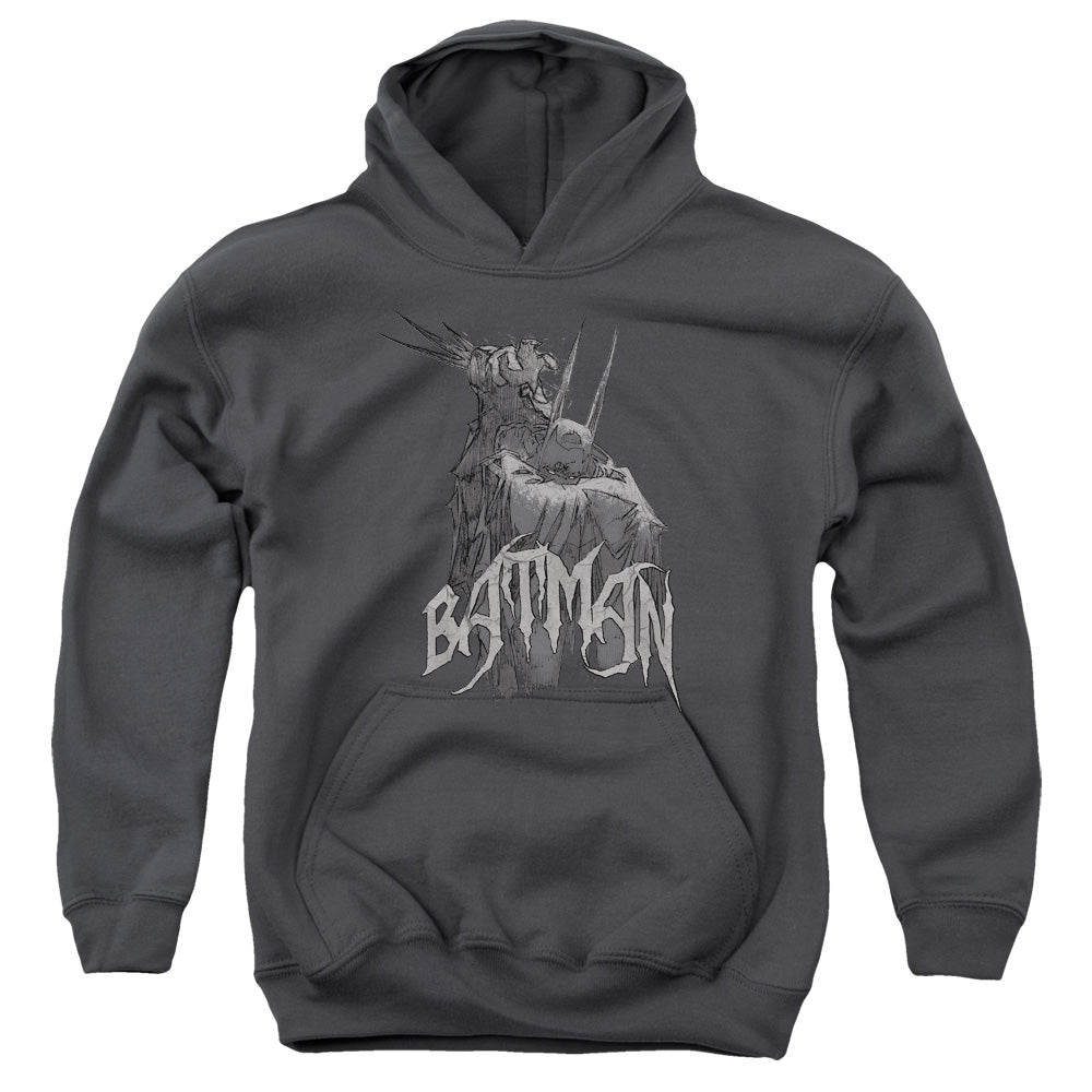 Batman Scary Right Hand Kids Youth Hoodie Charcoal Officially Licensed