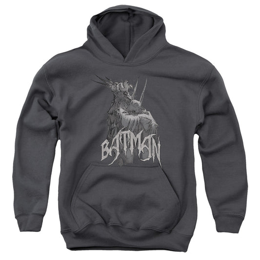 Batman Scary Right Hand Kids Youth Hoodie Charcoal Officially Licensed