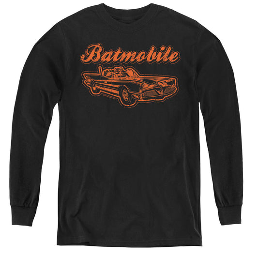 Batman Batmobile Long Sleeve Kids Youth T Shirt Black Officially Licensed