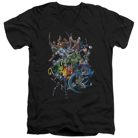 Batman Saints And Psychos Mens Slim Fit V Neck T Shirt Black Officially Licensed