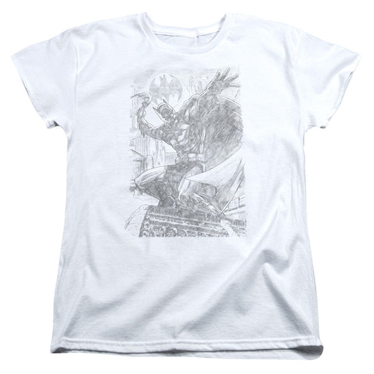Batman Pencil Batarang Throw Womens T Shirt White Officially Licensed