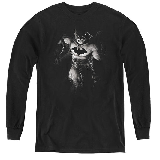 Batman Materialized Long Sleeve Kids Youth T Shirt Black Officially Licensed
