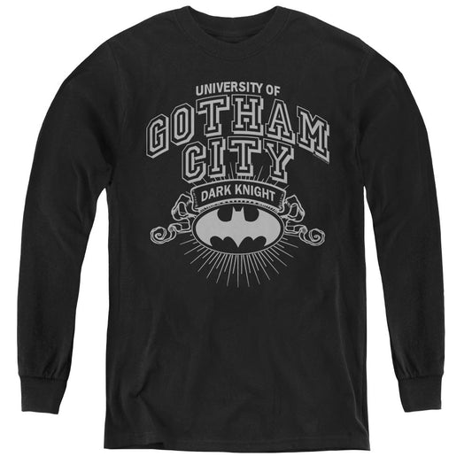Batman University Of Gotham Long Sleeve Kids Youth T Shirt Black Officially Licensed