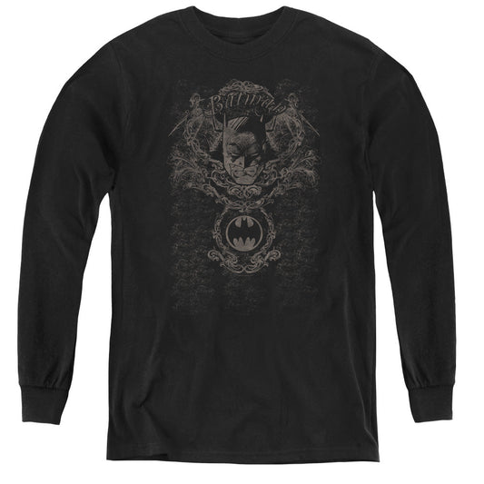 Batman Dark Knight Heraldry Long Sleeve Kids Youth T Shirt Black Officially Licensed