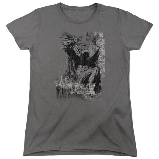 Batman The Knight Life Womens T Shirt Charcoal Officially Licensed
