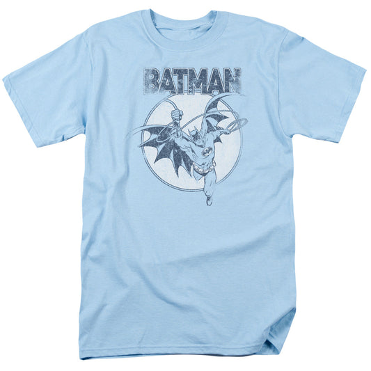 Batman Swinging Bat Mens T Shirt Light Blue Officially Licensed