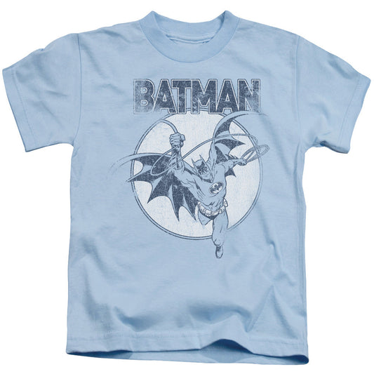 Batman Swinging Bat Juvenile Kids Youth T Shirt Light Blue Officially Licensed