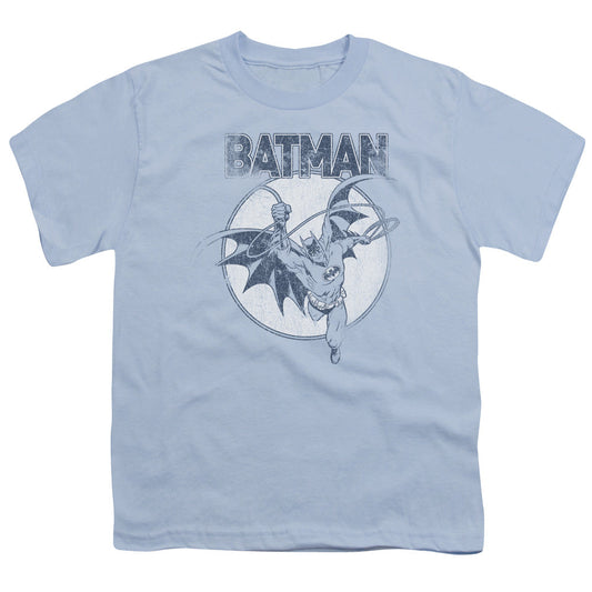 Batman Swinging Bat Kids Youth T Shirt Light Blue Officially Licensed