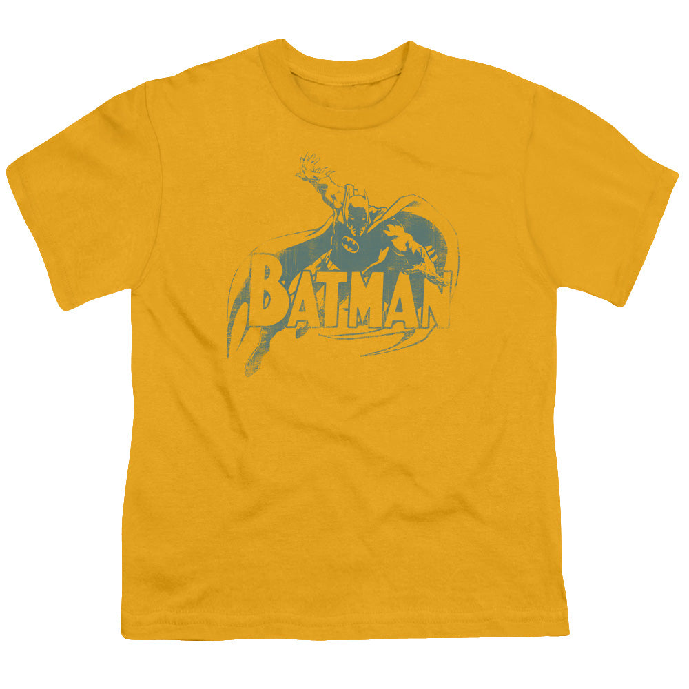 Batman Heres Batman Kids Youth T Shirt Gold Officially Licensed