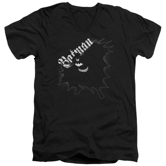 Batman Darkness Mens Slim Fit V Neck T Shirt Black Officially Licensed