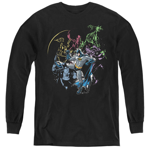 Batman Surrounded Long Sleeve Kids Youth T Shirt Black Officially Licensed