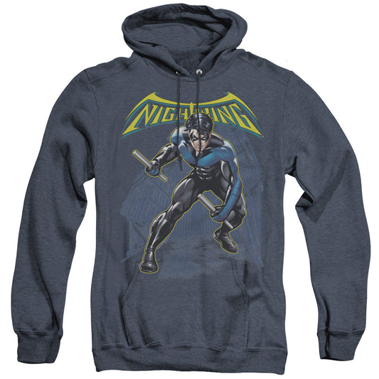 Batman Nightwing Heather Mens Hoodie Navy Officially Licensed