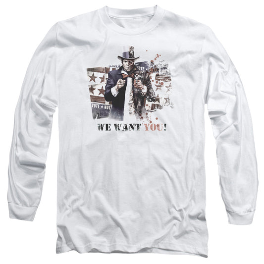 Arkham City We Want You Mens Long Sleeve Shirt White Officially Licensed