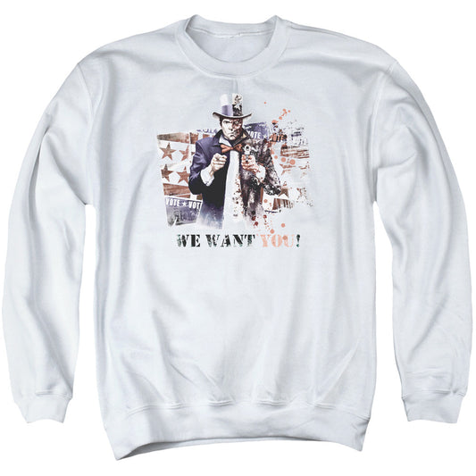 Arkham City We Want You Mens Crewneck Sweatshirt White