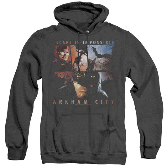 Arkham City Escape Is Impossible Heather Mens Hoodie Black Officially Licensed