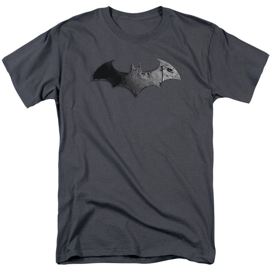 Arkham City Bat Logo Mens T Shirt Charcoal Officially Licensed