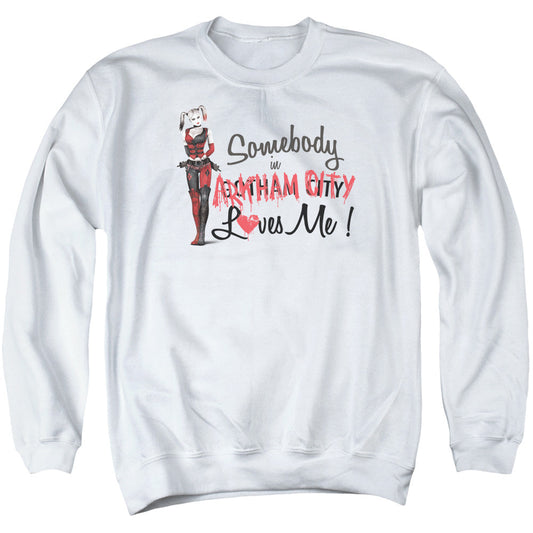 Arkham City Somebody Loves Me Mens Crewneck Sweatshirt White