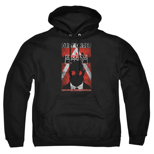 Arkham City Obey Order Poster Mens Hoodie Black Officially Licensed