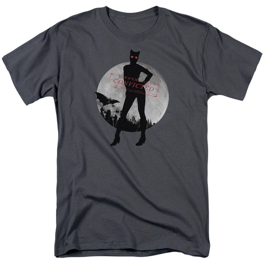 Batman Arkham City Catwoman Convicted Mens T Shirt Charcoal Officially Licensed