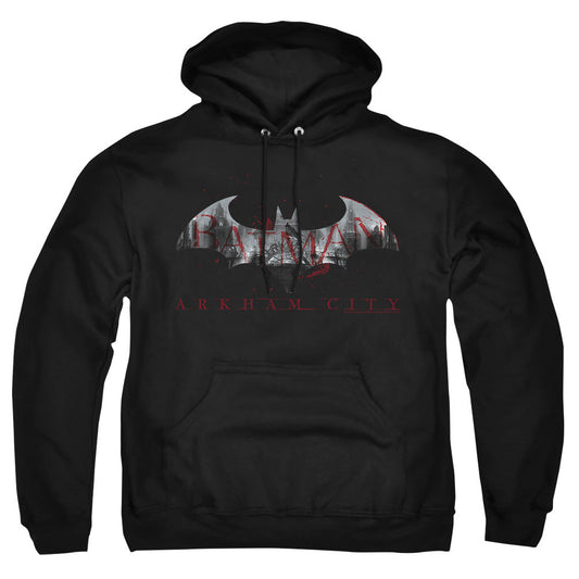 Arkham City Bat Fill Mens Hoodie Black Officially Licensed