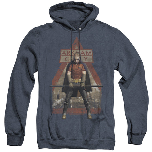 Arkham City Arkham Robin Heather Mens Hoodie Navy Officially Licensed
