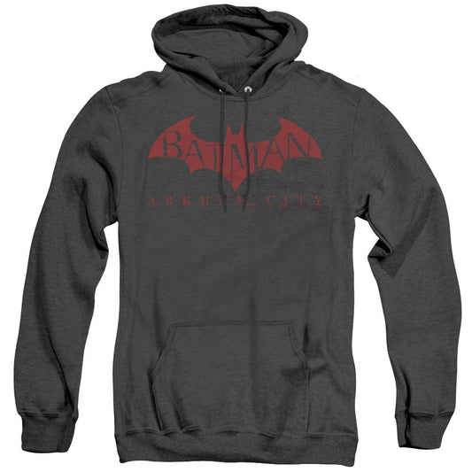Arkham City Red Bat Heather Mens Hoodie Black Officially Licensed