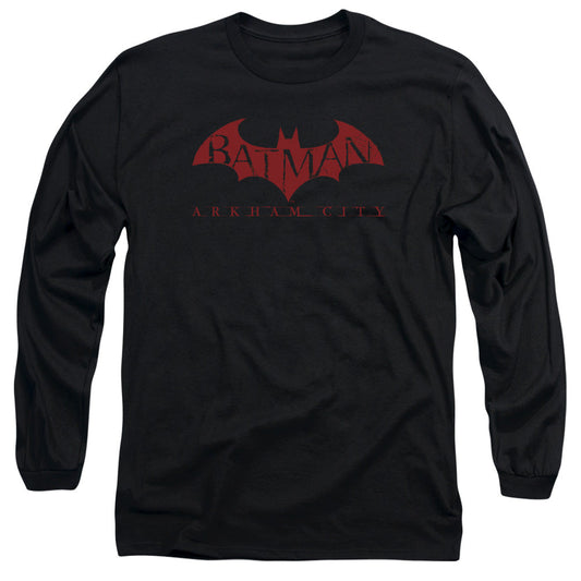 Arkham City Red Bat Mens Long Sleeve Shirt Black Officially Licensed