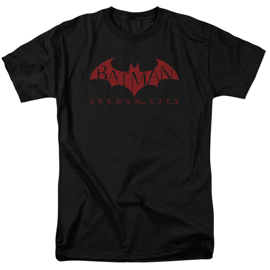 Arkham City Red Bat Mens T Shirt Black Officially Licensed