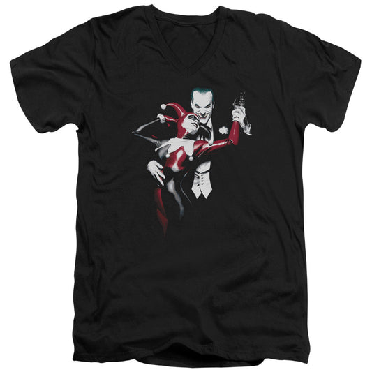 Batman Harley And Joker Mens Slim Fit V Neck T Shirt Black Officially Licensed