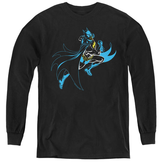 Batman Neon Batman Long Sleeve Kids Youth T Shirt Black Officially Licensed
