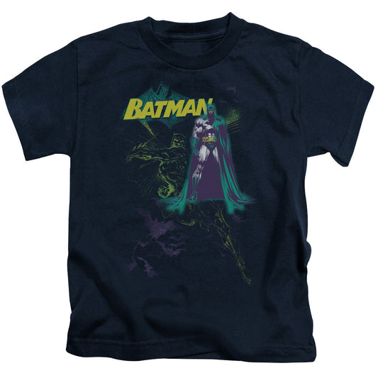 Batman Bat Spray Juvenile Kids Youth T Shirt Navy Blue Officially Licensed