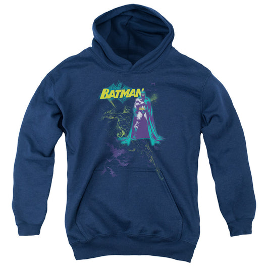 Batman Bat Spray Kids Youth Hoodie Navy Blue Officially Licensed