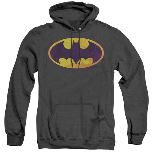 Batman Bm Neon Distress Logo Heather Mens Hoodie Black Officially Licensed