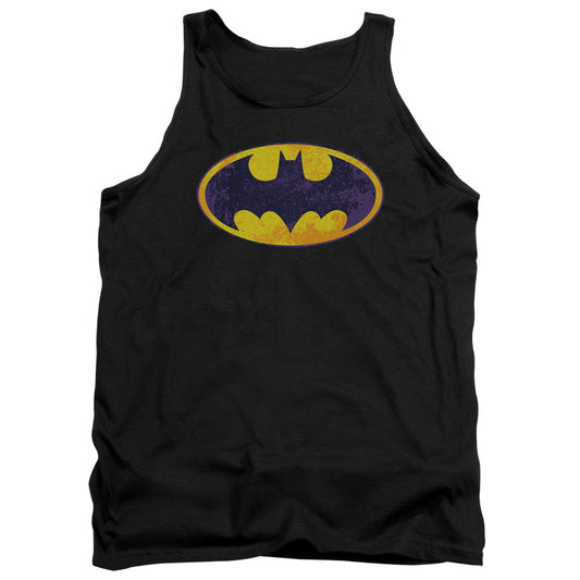 Batman Bm Neon Distress Logo Mens Tank Top Shirt Black Officially Licensed