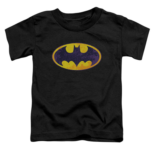 Batman Bm Neon Distress Logo Toddler Kids Youth T Shirt Black Officially Licensed