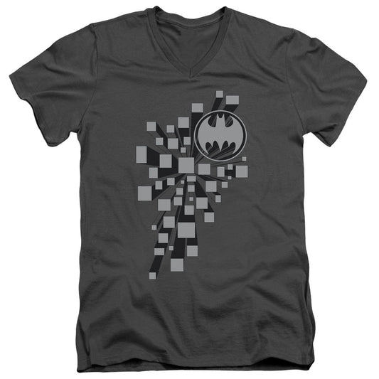 Batman Gotham 3d Mens Slim Fit V Neck T Shirt Charcoal Officially Licensed