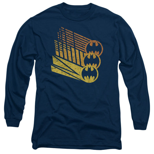 Batman Bat Signal Shapes Mens Long Sleeve Shirt Navy Blue Officially Licensed