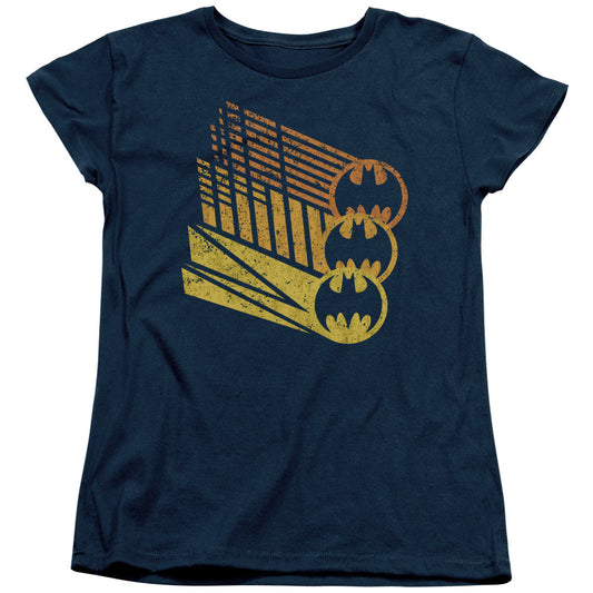 Batman Bat Signal Shapes Womens T Shirt Navy Blue Officially Licensed