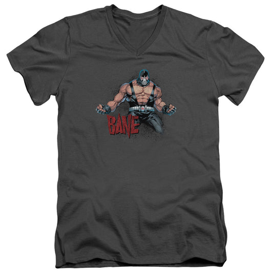 Batman Bane Flex Mens Slim Fit V Neck T Shirt Charcoal Officially Licensed