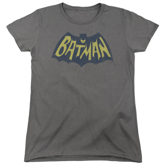 Batman Show Bat Logo Womens T Shirt Charcoal Officially Licensed