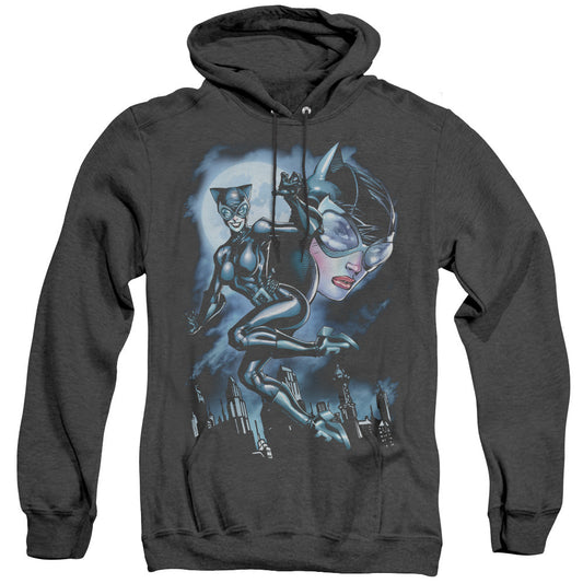 Batman Moonlight Cat Heather Mens Hoodie Black Officially Licensed