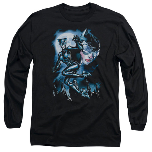 Batman Moonlight Cat Mens Long Sleeve Shirt Black Officially Licensed