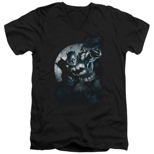 Batman Batman Spotlight Mens Slim Fit V Neck T Shirt Black Officially Licensed