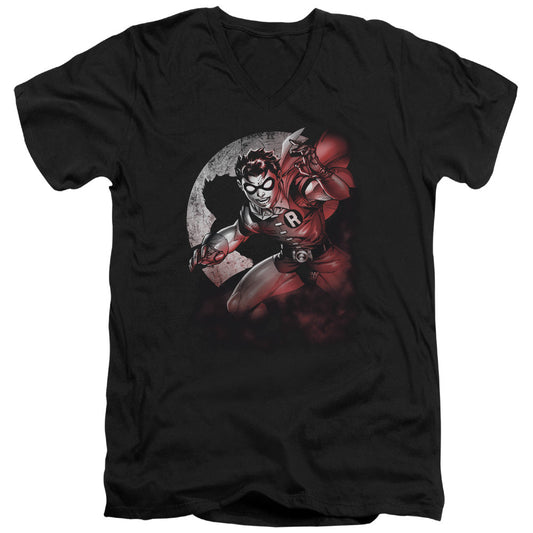 Batman Robin Spotlight Mens Slim Fit V Neck T Shirt Black Officially Licensed
