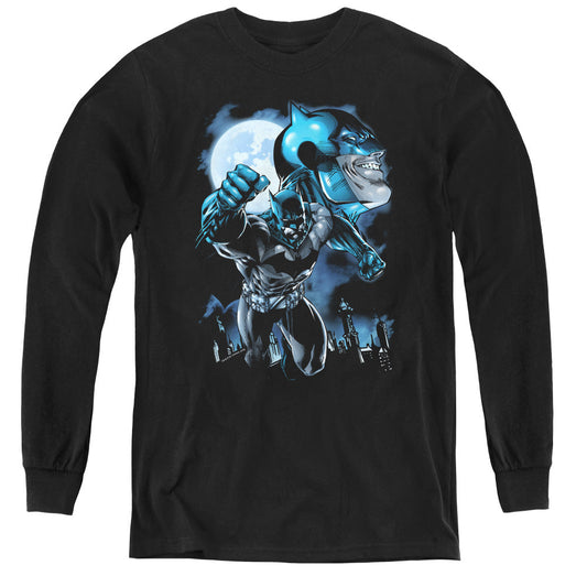 Batman Moonlight Bat Long Sleeve Kids Youth T Shirt Black Officially Licensed