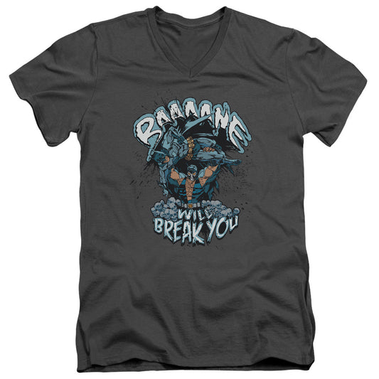 Batman Bane Will Break You Mens Slim Fit V Neck T Shirt Charcoal Officially Licensed